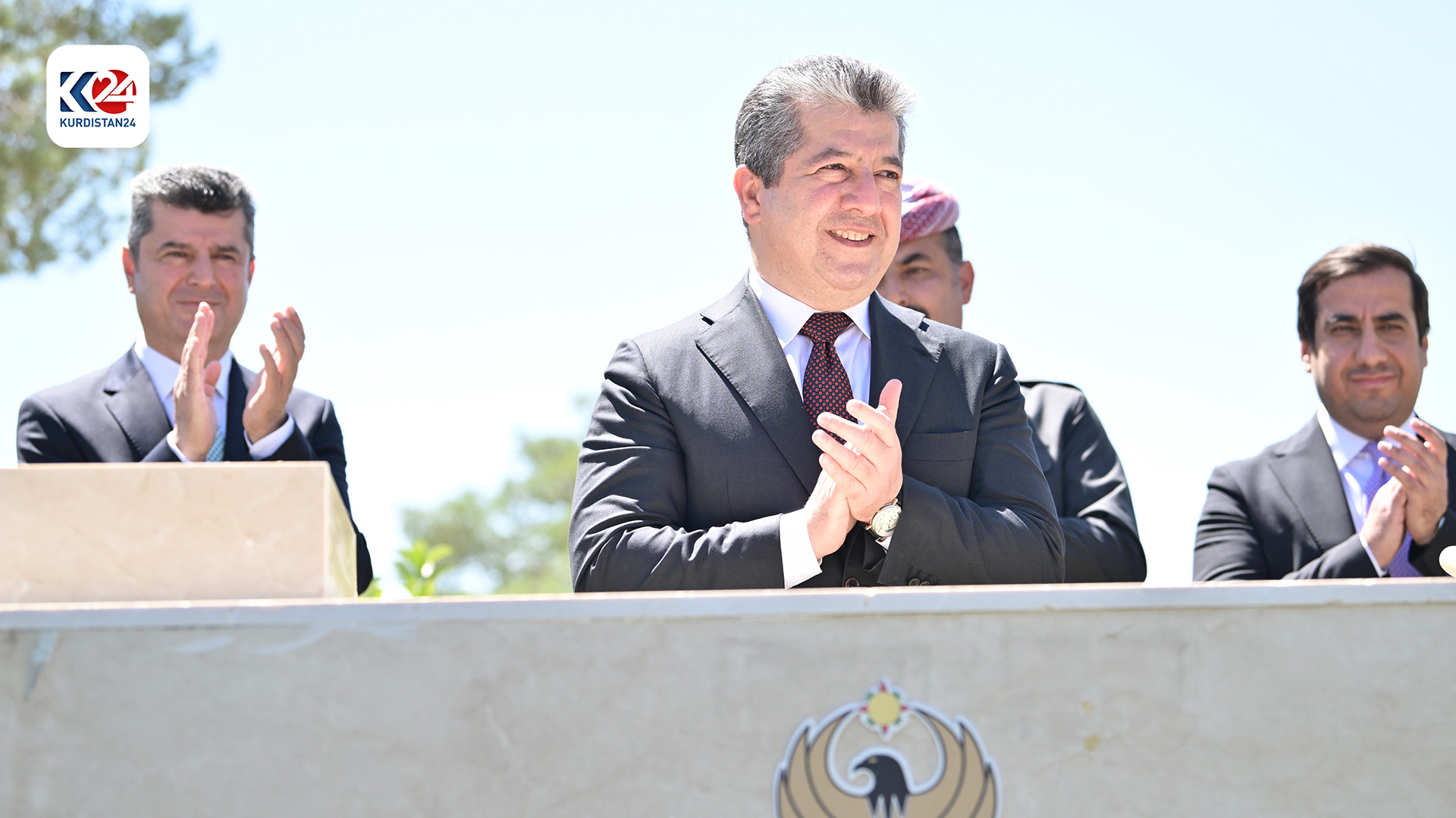 سەرۆکوەزیران مەسرور بارزانی لە کاتی دانانی بەردی بناغەی دوو پارکەکە لە دهۆک